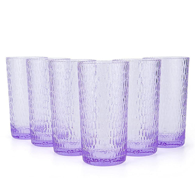 22-ounce Honeycomb Hiball Glasses Plastic Tumbler Acrylic Glasses, set of 6 Purple