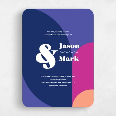 Pink Rounded Wedding Invitation - Peoria Portrait