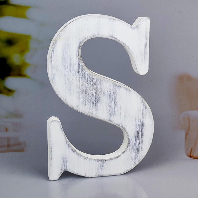 WOODOUNAI 8 Inch Rustic White Wood Letters Unfinished Wood Letters for Wall Decorative White Retro Standing Letters Sign Board Decoration for Craft Home Party Projects (S)