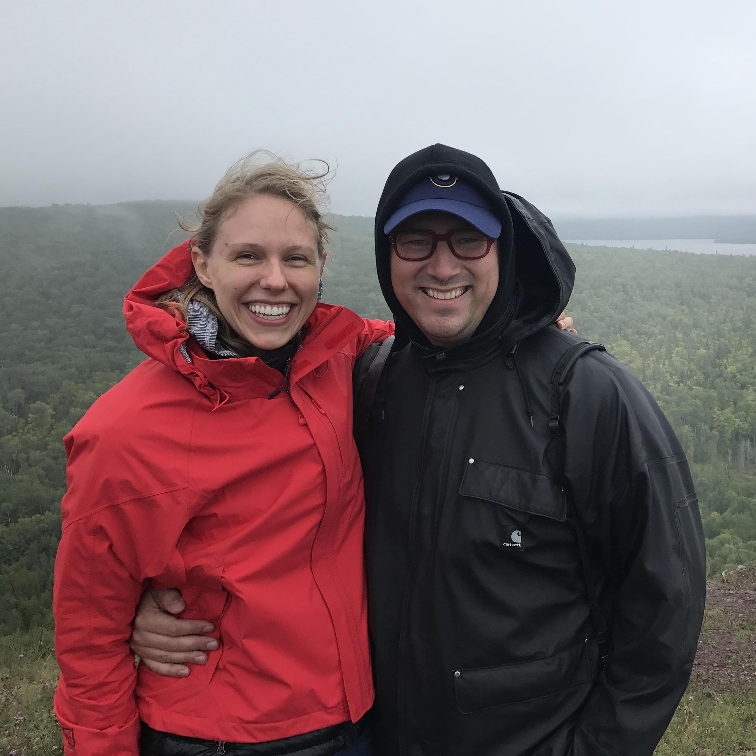 Holding tight during some strong winds in the Upper Peninsula!