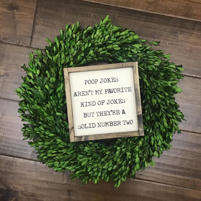 Poop Jokes Sign | Solid Number Two | Funny Bathroom Sign | Bathroom Humor | Guest Bath Half Bath Kids Bath Farmhouse Bathroom | Modern Farm