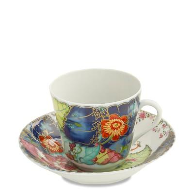 Mottahedeh Teacup and Saucer, Tobacco Leaf