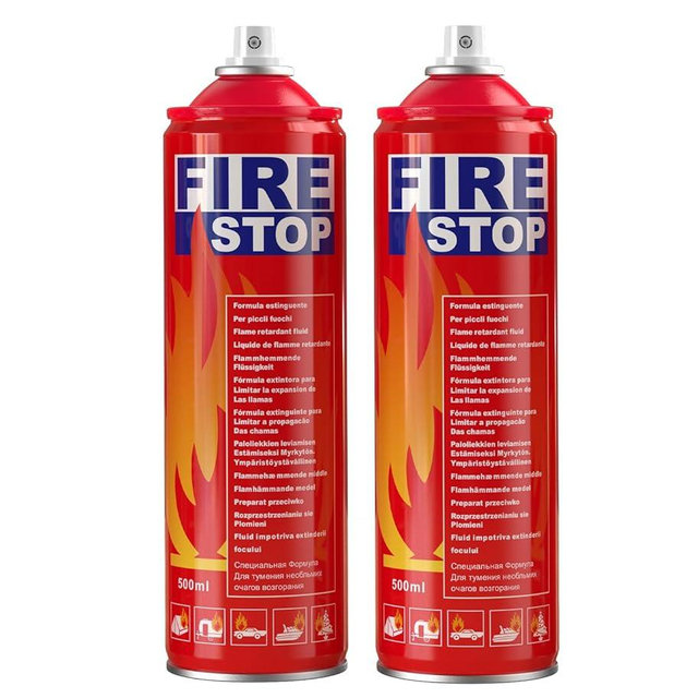 AmzBoom Fire Extinguisher 2-Pack with Mounting Bracket for Home, Kitchen,, Grill - Portable Small A, B, C, K Extinguishing Aerosol Spray - 8-in-1 - Prevents Reignition.
