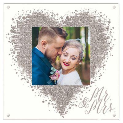 Grasslands Road® Mr & Mrs Glitter 4" W x 4" H Wedding Photo Frame