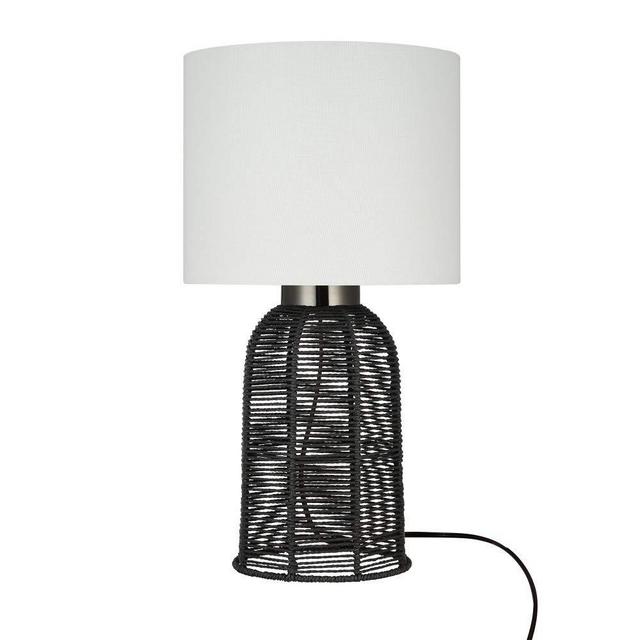 Amazon Brand – Stone & Beam Contemporary Rattan Table Lamp, LED Bulb Included, 22"H, Black