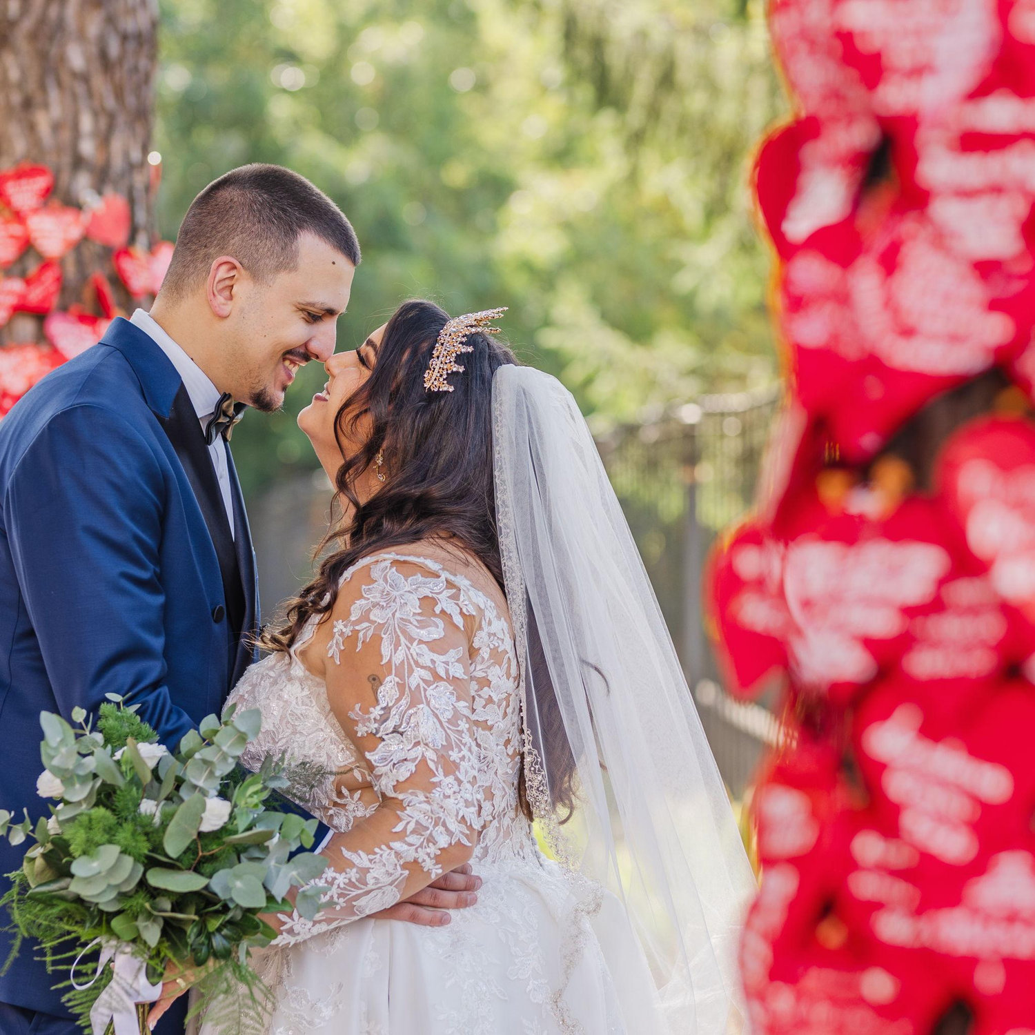 A popular attraction for lovers, the hearts of St. Valentine hanging on trees outside the cathedral.