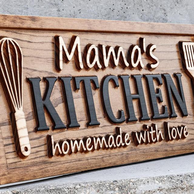 Personalized Kitchen Name Sign | Custom Mothers Day Gift for Mom Gift for Dad | Wood Kitchen Decor | Custom Name Sign Birthday Gifts for Her