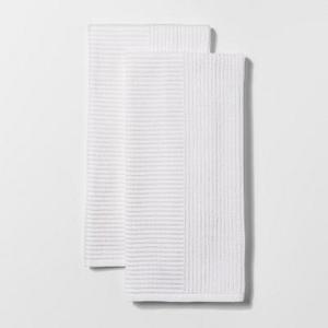 2pk Rib Terry Kitchen Towel White - Project 62™