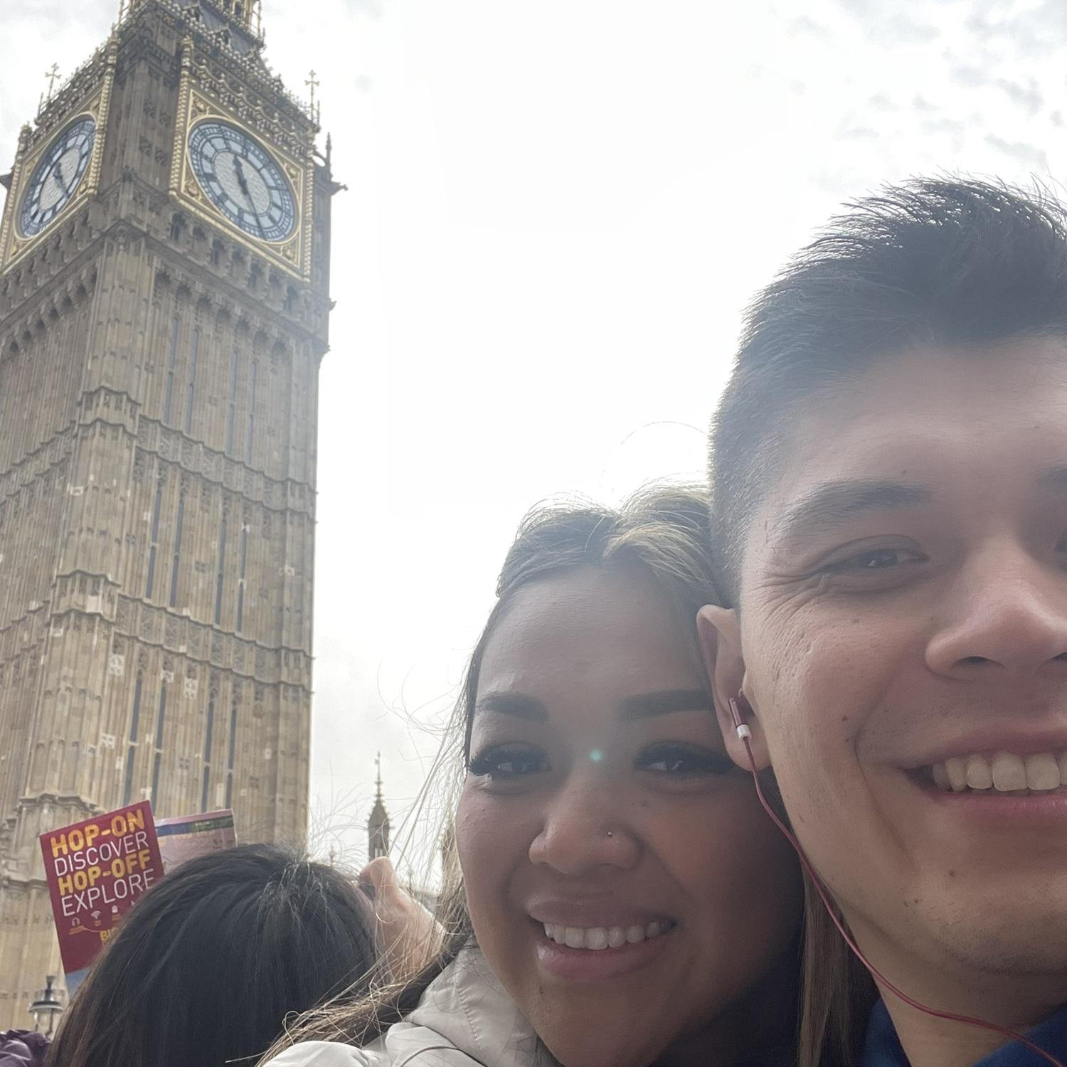 Hop on Hop off Bus; BIG BEN in the background @ London