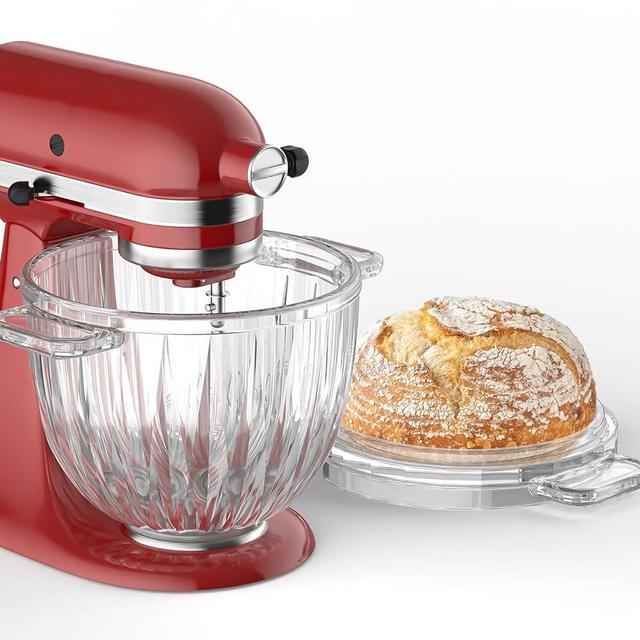GVODE Glass Mixing Bowl with Lid - Design for kitchenaid mixing bowl Replacement, Compatible with KITCHENAID 4.5/5 QT Tilt-Head Stand Mixer, Oven, Microwave, Refrigerator, Dishwasher Safe