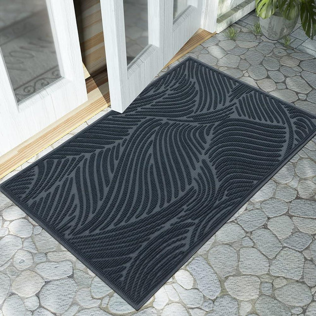 Yimobra Front Door Mat Outdoor Entrance, Heavy Duty 36 x 24 Inch Waterproof Patio Guard Doormat, Non-Slip Stain and Fade Resistant Shoe Scraper Indoor Outdoor Door Mat for Entryway, Blue