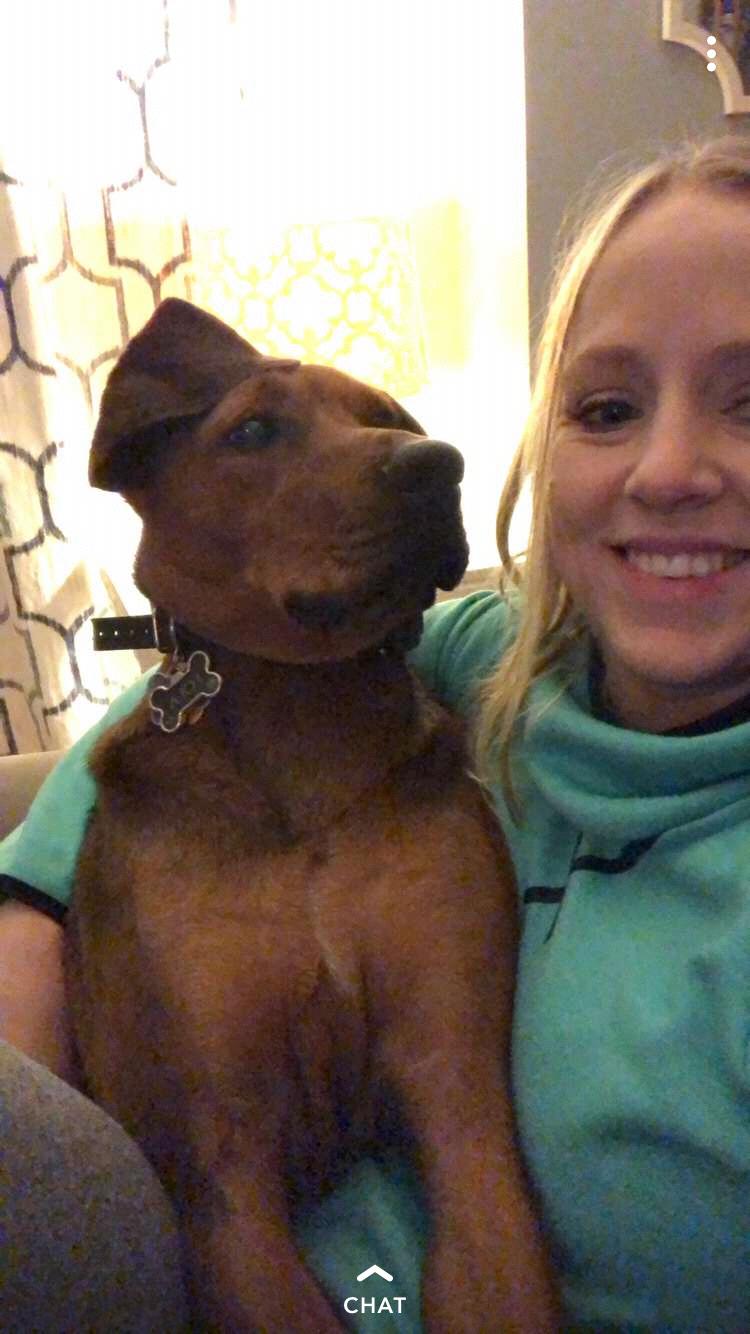 Kristen and Lola, who must've just woken up from a nap!