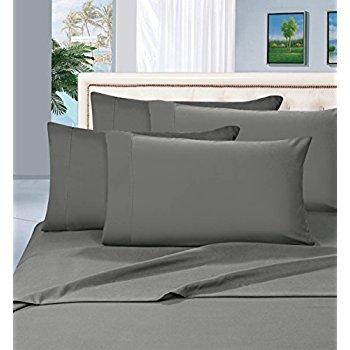 Elegant Comfort 1500 Thread Count Wrinkle & Fade Resistant Egyptian Quality Ultra Soft Luxurious 4-Piece Bed Sheet Set, Queen, Gray