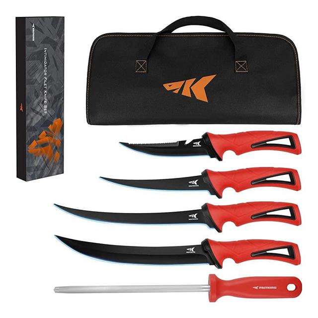KastKing Bait Knife and Filet Knives, Ultra-Sharp G4116 German Stainless-Steel Blades, Fresh or Saltwater, Non-Slip Handle, Durable Storage Bag, and Honing Rod