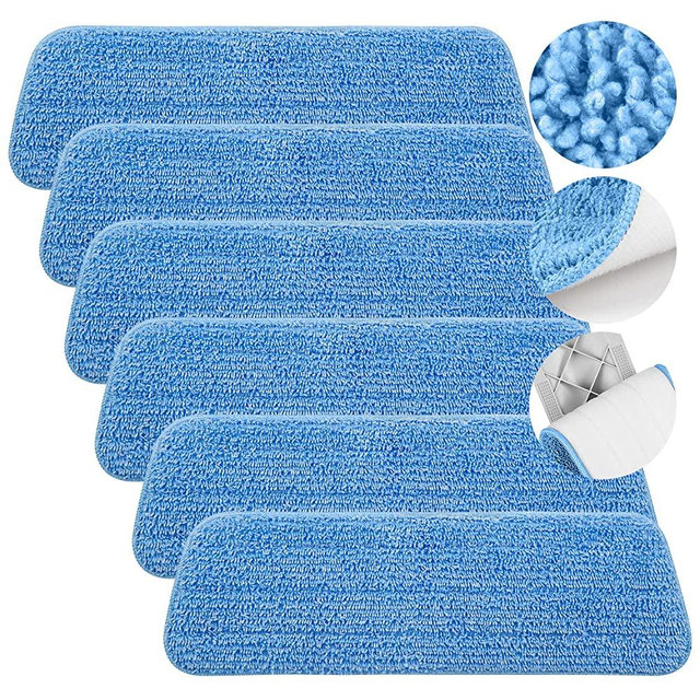 Microfiber Mop Pads Replacement for Spray Floor Mop 15.3 * 5.1 Inch, ILAVCOOL 6 PCS Mop Refill Pads Reusable Washable Mop Pads Suitable for Hardwood Floor Most Spray Mops