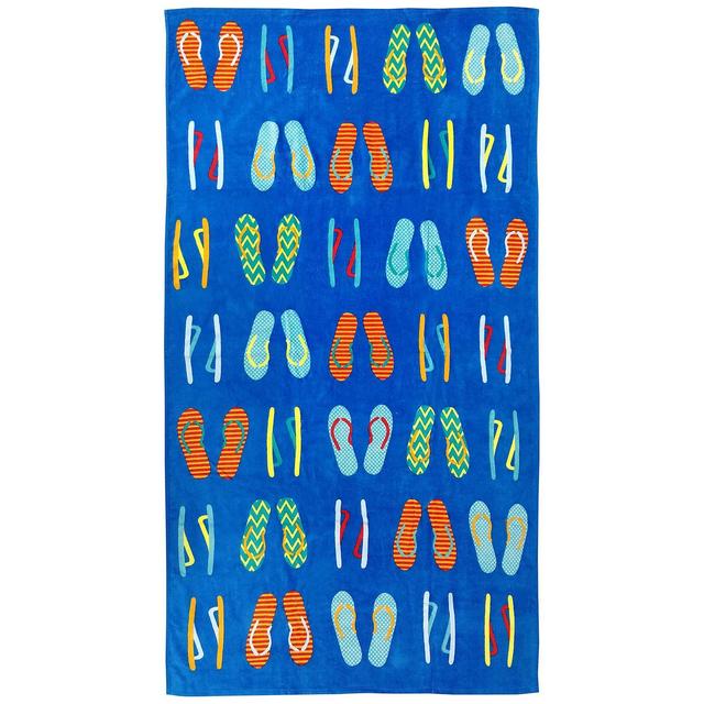Martha Stewart Collection Flip Flops Velour Beach Towel, Created for Macy's