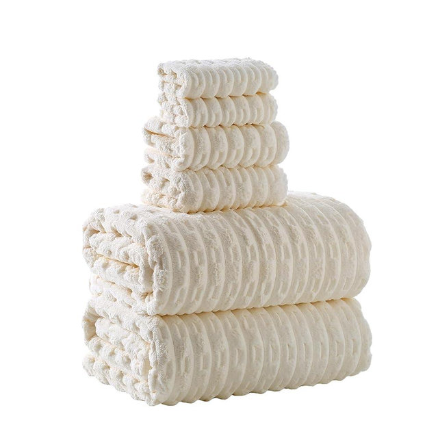 ANKING 40x80 Inches Oversized Bath Sheets Extra Large Bath Towels Set of 6 for Adults Super Soft Quick Dry Lightweight Lint Free Absorbent Stripe Microfiber Shower Towels (White 6 Piece)