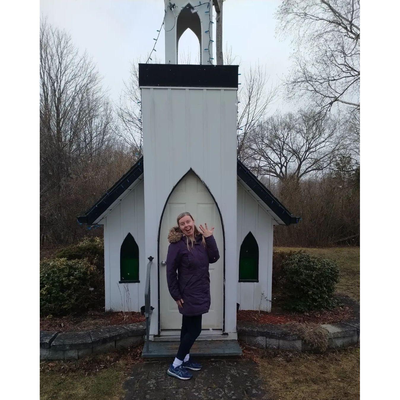 A well orchestrated proposal happened April 8th 2023 at a super TINY Church in Shallow Lake...Lisa said Yes!