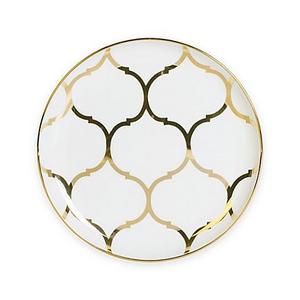Nevaeh White by Fitz and Floyd - Nevaeh White® by Fitz and Floyd® Lattice Coupe Appetizer Plate in Gold