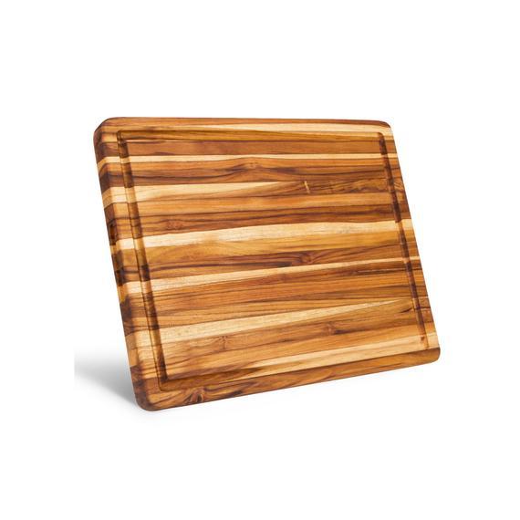 Large Reversible Teak Wood Cutting Board 18 x 14 x 1.25 Inch Carving Board with Juice Groove