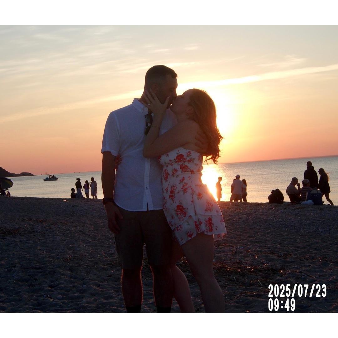 Celebrating our engagement at sunset