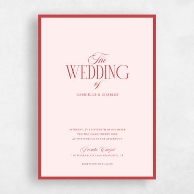 Lightest Blush, Pink Wedding Invitation - Ford Portrait