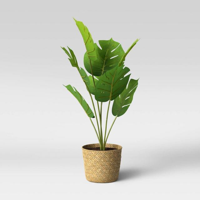 Faux Monstera in Basket Pot Brown/Green - Opalhouse™