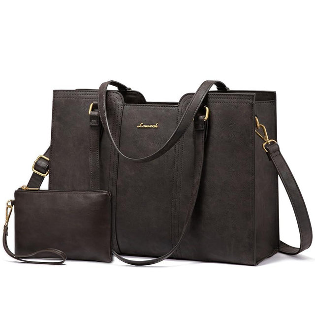 LOVEVOOK Laptop Tote Bag for Women - Waterproof Work Bag for Women & Vintage Computer Bag with Wristlet