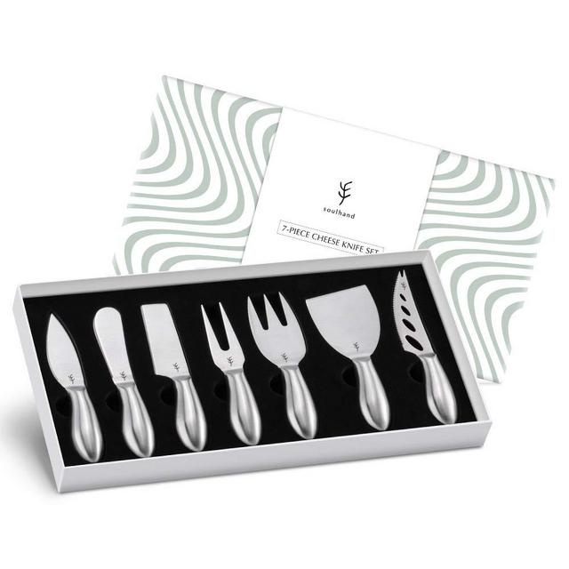 Soulhand Cheese Knife Set Mini Cheese Knife Complete Stainless Steel Cheese Slicer Cheese Cutter Cheese Spreaders for All Cheese Types with Gift Box Perfect for Parties Wedding Christmas Birthday