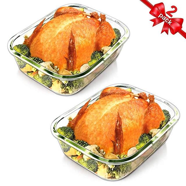 Glass Container Bamboo Lids Urban Green, Glass Food Storage Containers, Meal Prep Containers, Pantry and Cabinet Organization, Microwave-Oven-Freezer Safe Container, XXLarge Size, 76oz/2260ml, 2 Pack