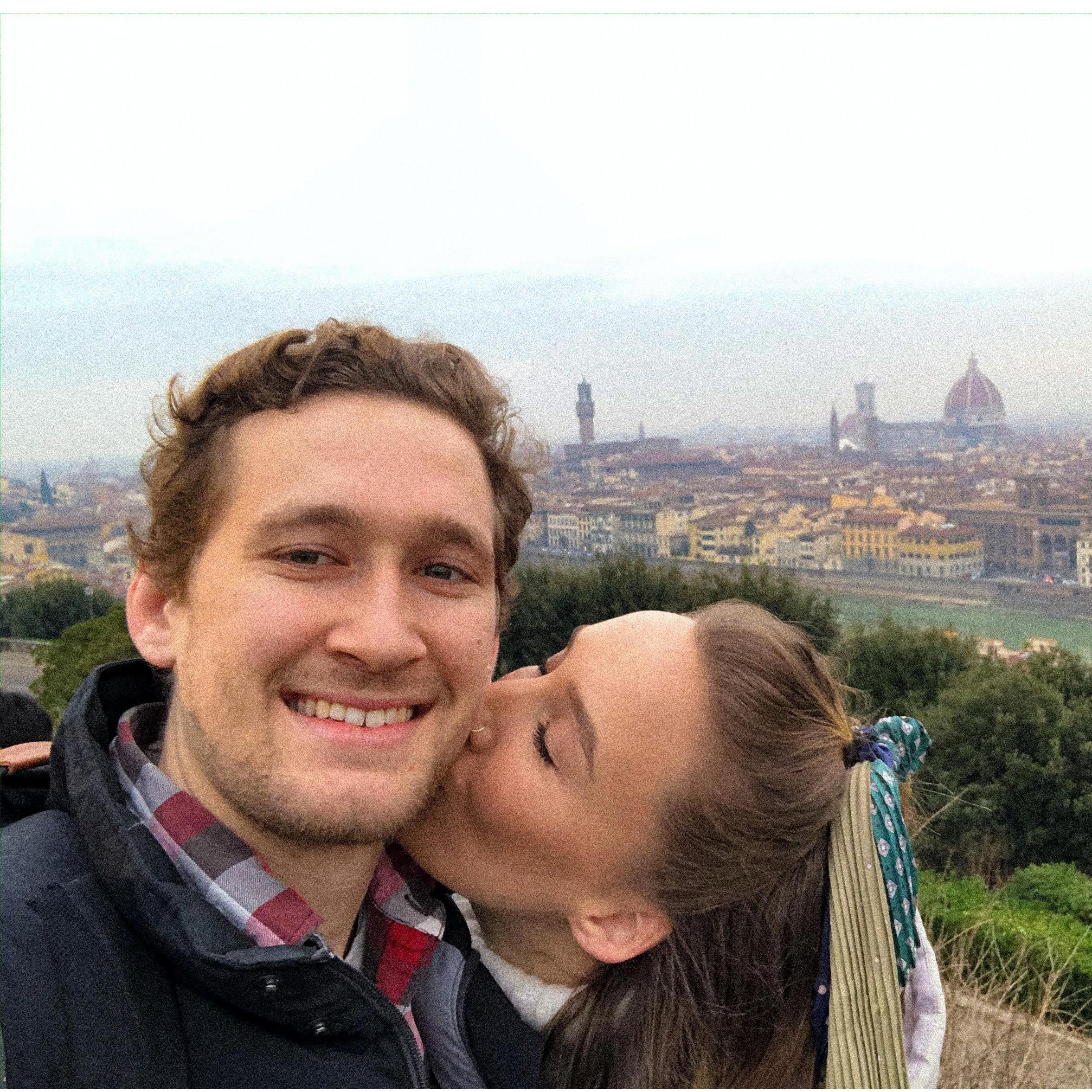 We rode bikes to the top of the hill overlooking Florence, Italy.