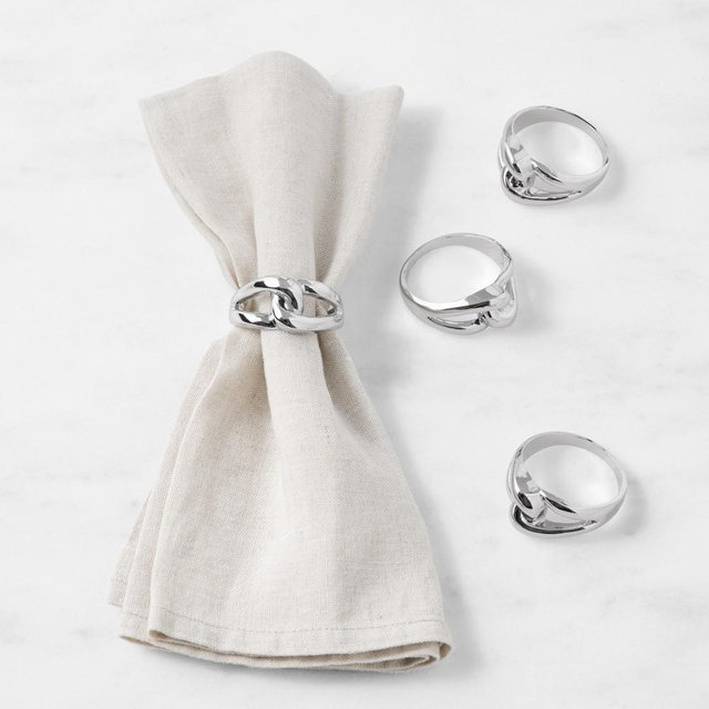 Silver Knot Napkin Rings, Set of 4