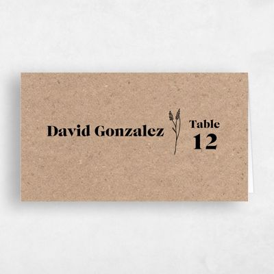 Natural, Brown Wedding Place Card - Sylvan