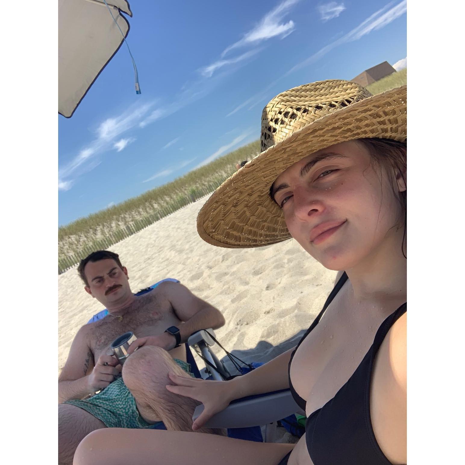 In one of our favorite places doing one of our favorite things! We love spending summer weekends down the shore with Tony's family.
