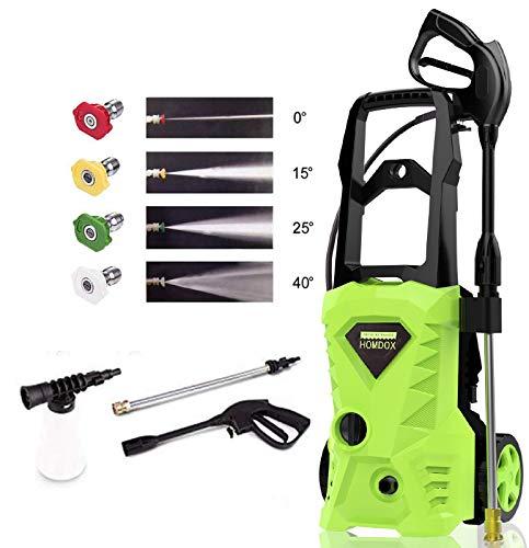 Homdox Pressure Washer, Power Washer with 2500 PSI,1.5GPM, (4) Nozzle Adapter, Longer Cables and Hoses and Detergent Tank,for Cleaning Cars, Houses Driveways, Patios (Green)