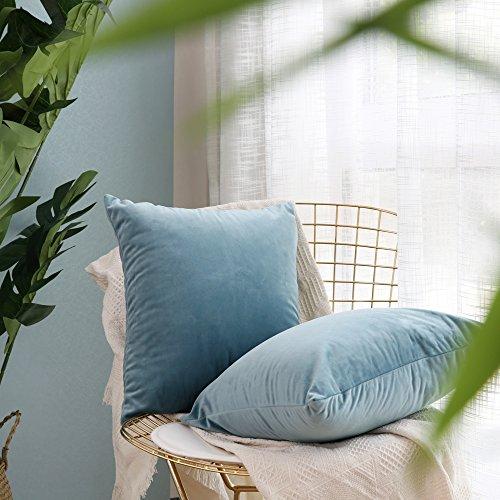 MIULEE Pack of 2, Velvet Soft Soild Decorative Square Throw Pillow Covers Set Cushion Cases Pillowcases for Sofa Bedroom Car18 x 18 Inch 45 x 45 cm