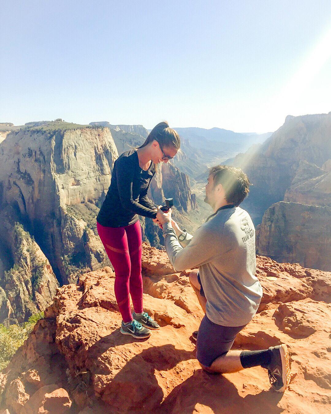 The proposal at Observation Point, Zion National Park - March 27, 2018