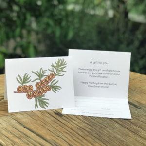 One Green World Gift Certificate
