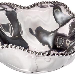 Lenox Organics Beaded Wave Large Bowl, Silver