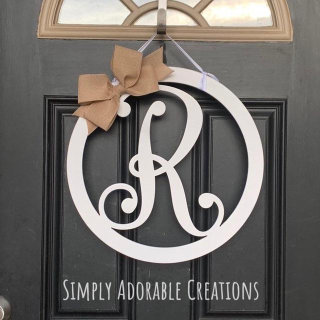 Script Initial Door Hanger, Monogram Letter Sign, Monogram Letter Door Hanger, Front Door Wreath, Mother's Day Gift