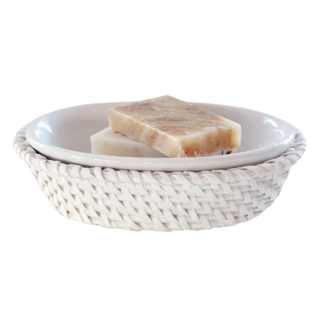 Caribbean White Rattan Soap Dish