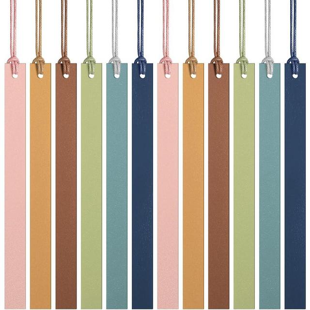 Kosiz 12 Pcs Pastel Leather Bookmarks Colorful Bookmarks Leather Bookmarks for Women Students Teachers Book Lovers Reading Supplies (Light Color)