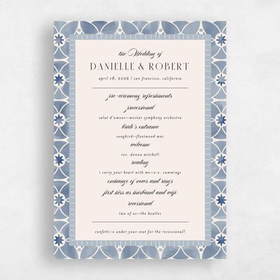 Blue Standard Wedding Program - Anafi