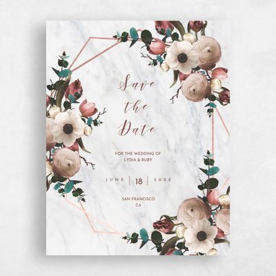 Red Wedding Save the Date - Camellia Bloom