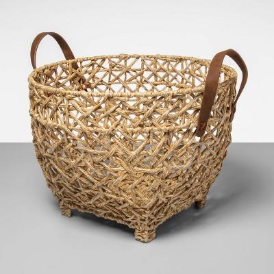 Open Weave Basket With Feet And Leather Handle - Opalhouse™