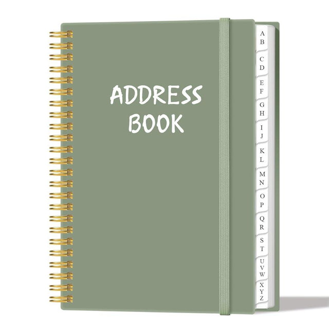 Address Book with Alphabetical Tabs - A5 Telephone & Address Book with Address Contacts, Special Date, Phone, Birthday & Internet Login Password for Home and Office, 6.2" x 8.5", Green