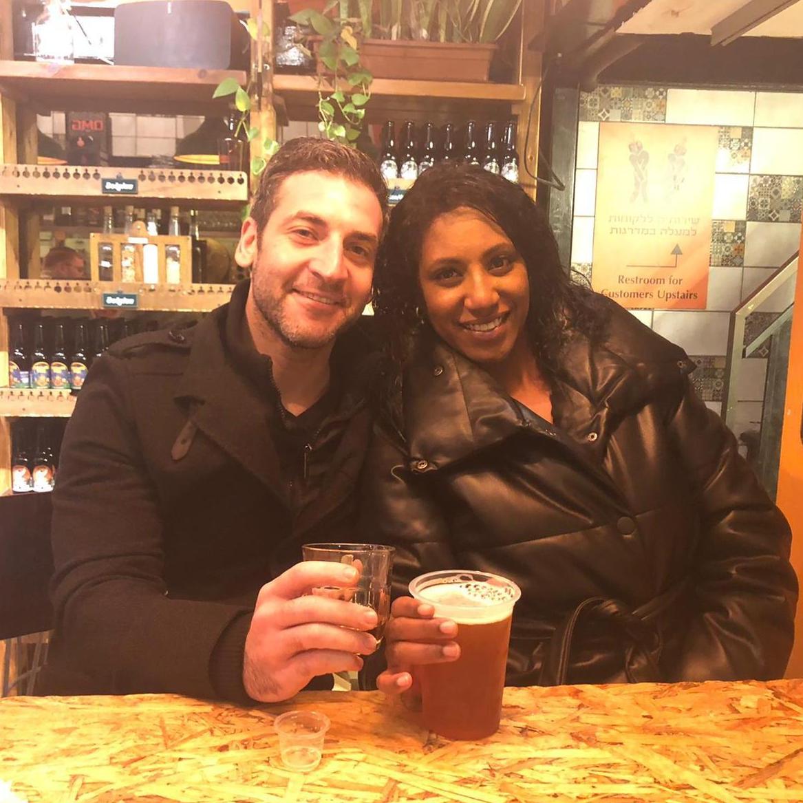 Out for a beer at Mahaneh Yehuda market in Jerusalem.