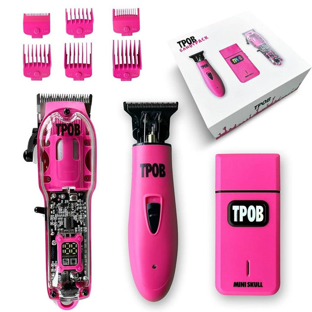 TPOB Slime 2 Candy Pink Clipper Trimmer Shaver Set Barber Hair Clippers in Matte Pink with Taper Blade