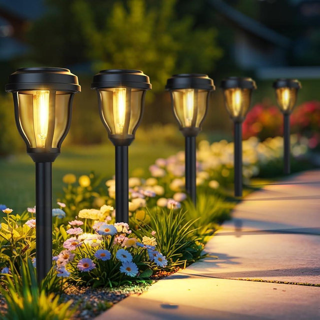 DERAYSION 6 Pack Solar Lights Outdoor, Solar Pathway Lights Waterproof Garden Landscape Lighting for Path, Yard, Walkway, Driveway Decor- 6 Pack Warm White