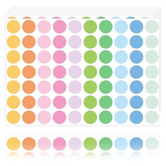 Ouzoustate 3500 PCS Colored Dot Stickers 3/4 Inch Circle Round Yard Garage Sale Stickers Color Coding Labels 10 Assorted Labels for Toddlers Offices Classrooms Marking（Macaroon）